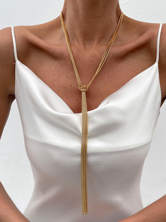 Altın Düğümlü Y Şeklinde Kolye