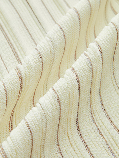 Metal Düğmeli Çizgili Örgü Yelek