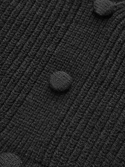 Düğmeli V Yaka Örgü Peplum Yelek