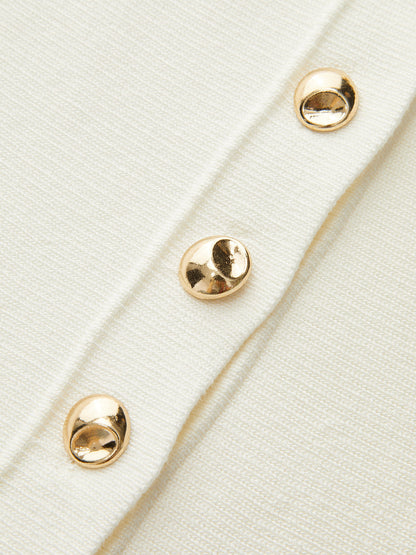 Metal Düğmeli Örgü Peplum Üst