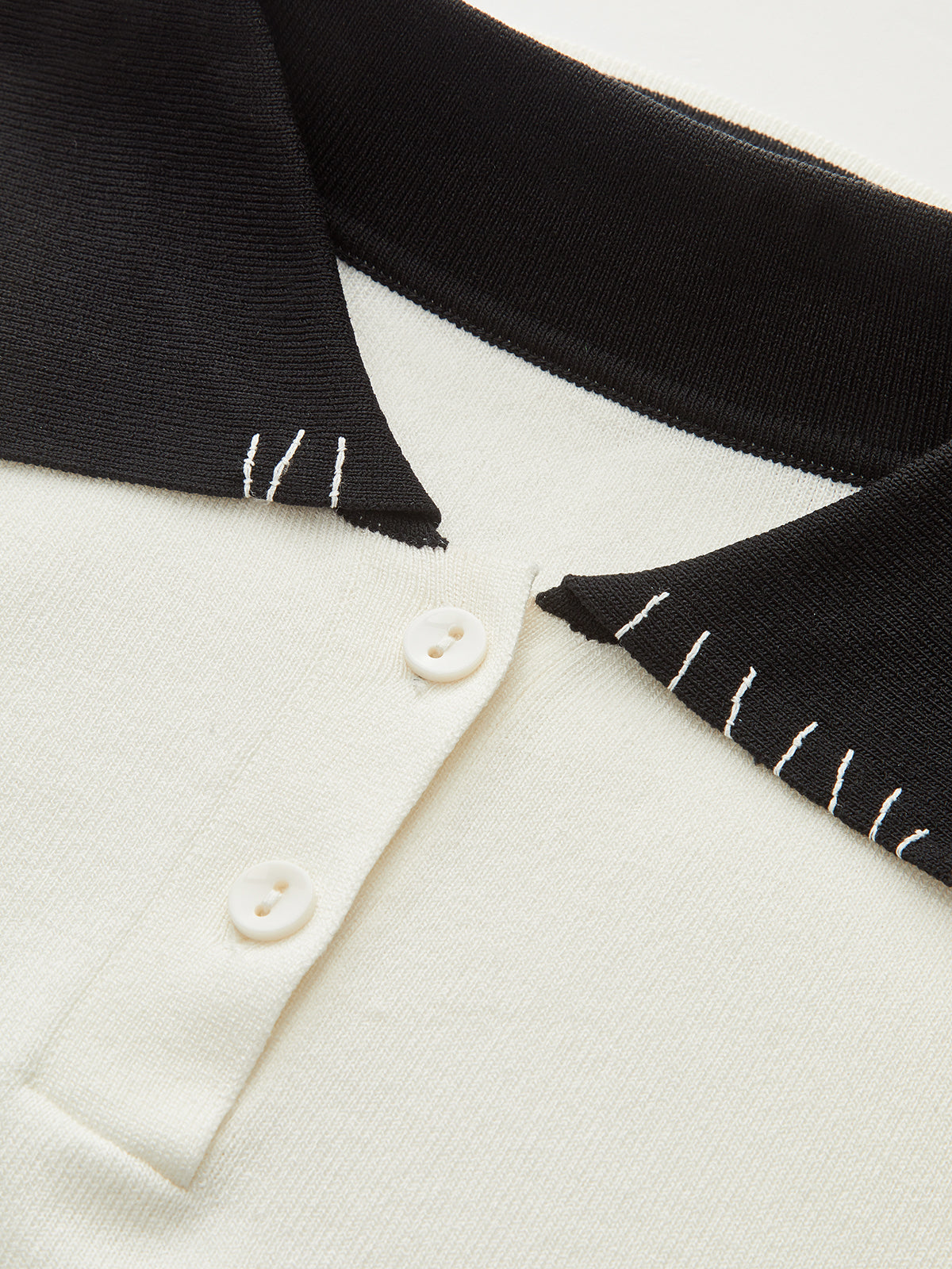 Kontrast Yaka Polo Örgü Üst