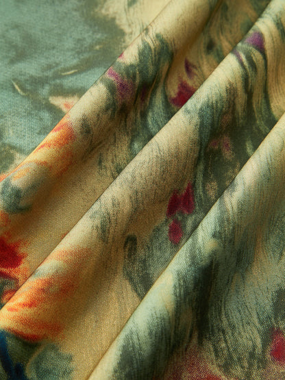 Baskılı Bağcıklı Uzun Etek