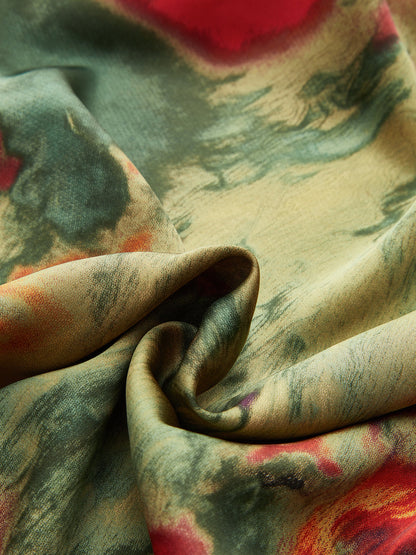 Baskılı Bağcıklı Uzun Etek