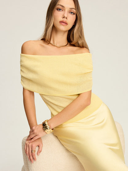 Omuzları Açık Büzgülü Örgü Üst