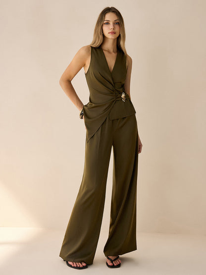 Asimetrik Sarma Üst ve Pantolon Takımı