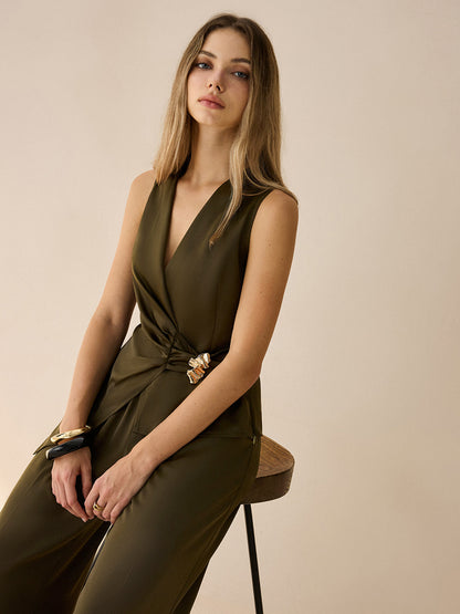 Asimetrik Sarma Üst ve Pantolon Takımı