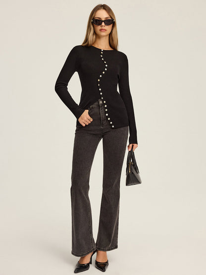 Asimetrik Düğmeli Hırka