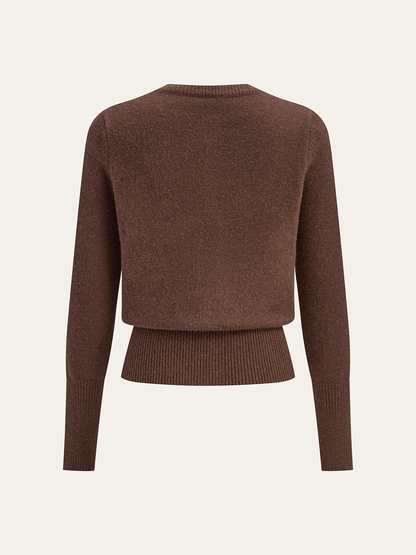 Yuvarlak Yakalı Önü Düğmeli Örgü Hırka