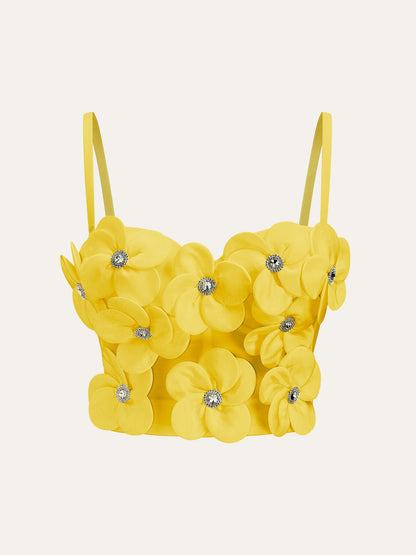3D Çiçek Desenli Korse
