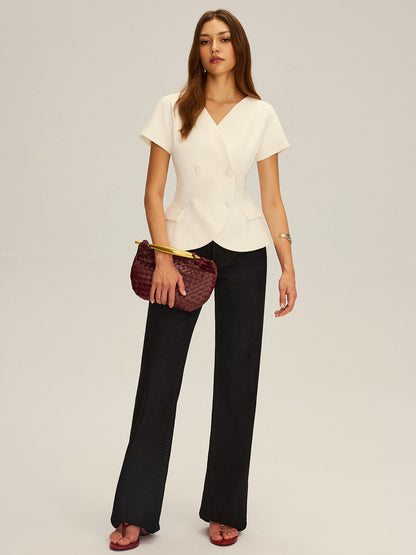 Kruvaze Kısa Kollu Blazer