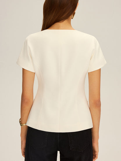 Kruvaze Kısa Kollu Blazer