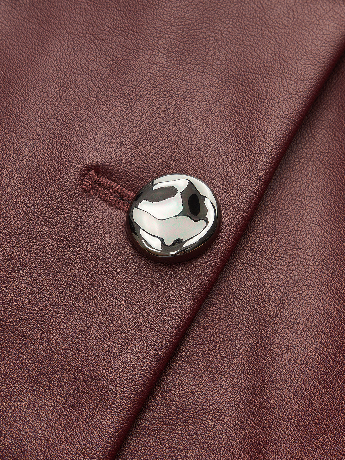 Suni Deri Metal Düğmeli Yelek