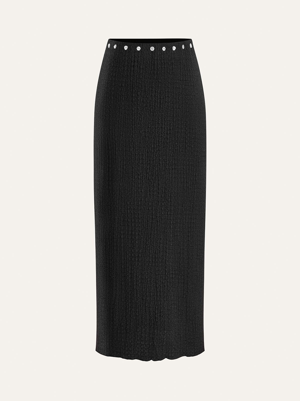 Dekor Düğmeli Üst ve Midi Etek Takımı