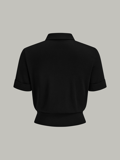 Renk Bloklu Önü Düğmeli Bluz