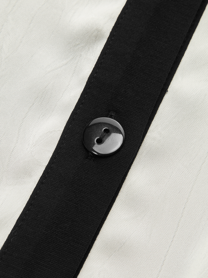 Renk Bloklu Önü Düğmeli Bluz