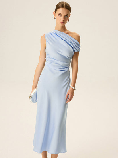 Omuzları Açık Midi Elbise