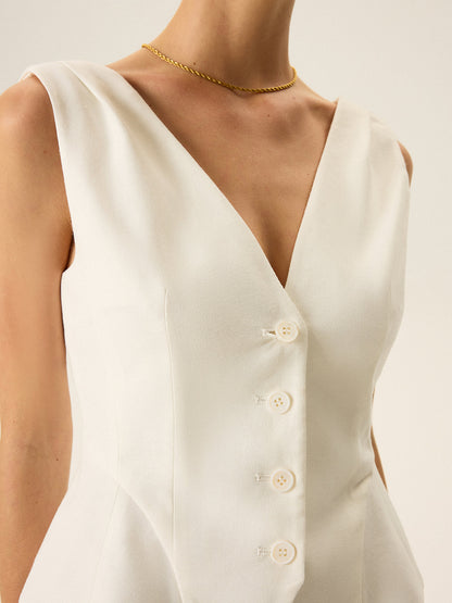 Önü Düğmeli Peplum Yelek