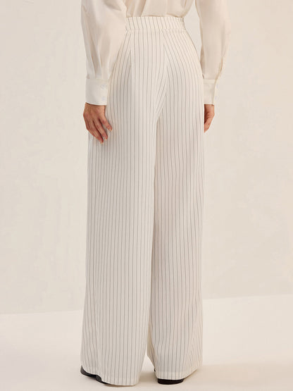 Çizgili Geniş Paça Pantolon
