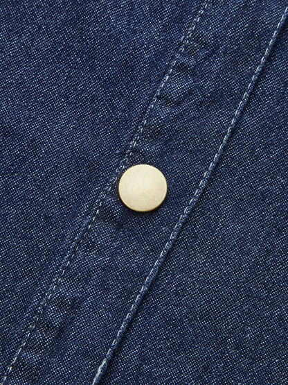 Bağcıklı Yaka Kot Gömlek