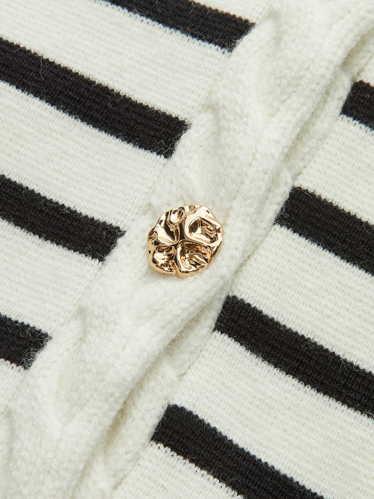 Kablo Örgü Kenarlı Çizgili Yelek