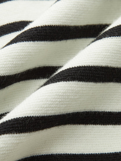 Kablo Örgü Kenarlı Çizgili Yelek