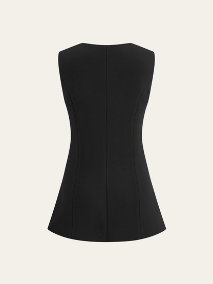 Metal Detaylı V Yaka Yelek