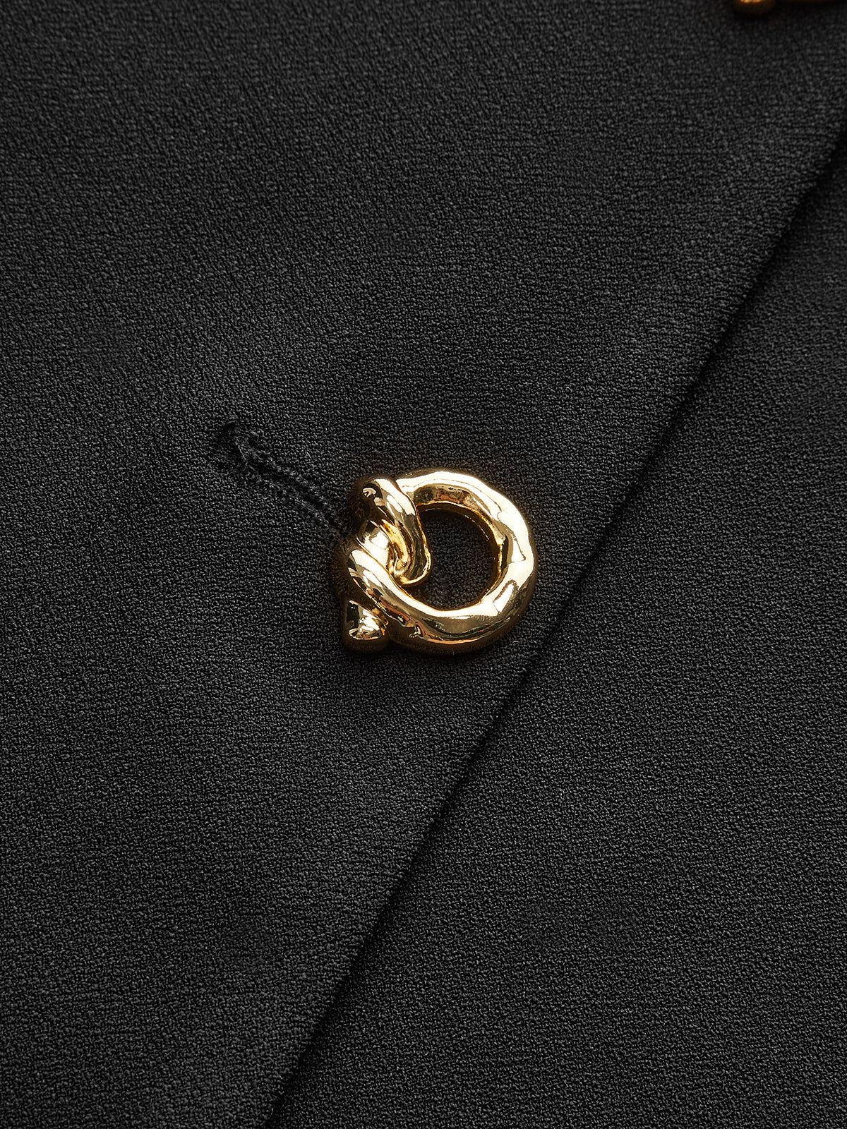 Metal Detaylı V Yaka Yelek