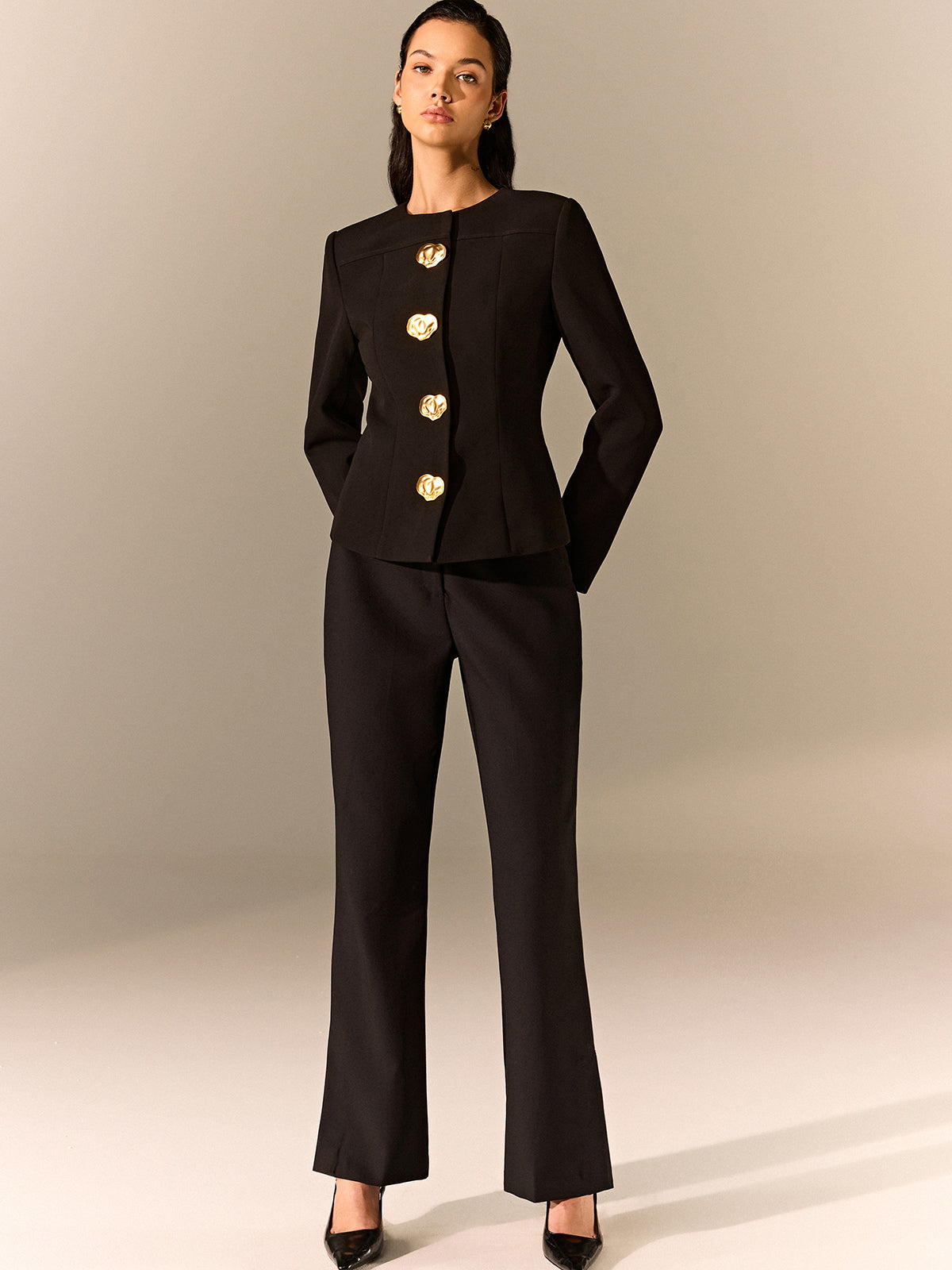 Metal Detaylı Özel Dikim Blazer