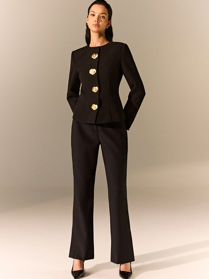 Metal Detaylı Özel Dikim Blazer