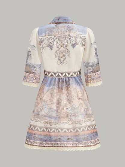 Kemerli Yarı Şeffaf Düğmeli Elbise