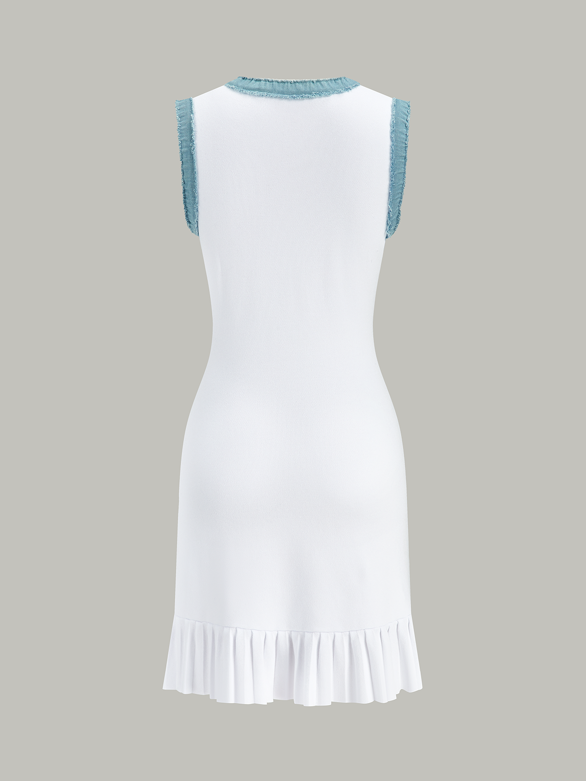 Kot Kenarlı Düğmeli Ön Volanlı Midi Elbise