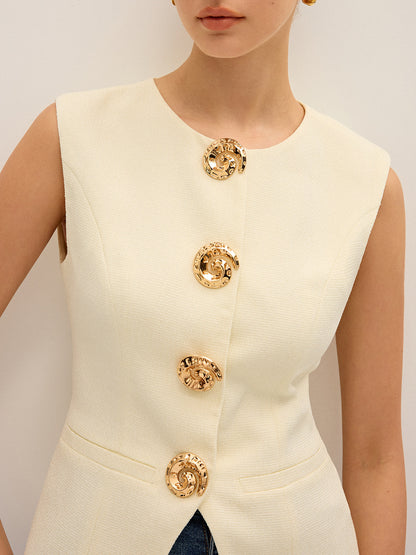 Metal Detaylı Kolsuz Yelek