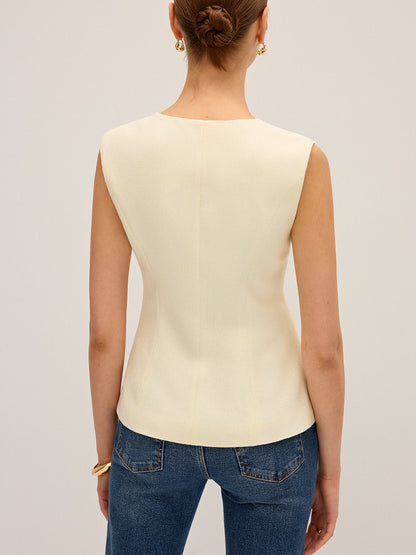 Metal Detaylı Kolsuz Yelek