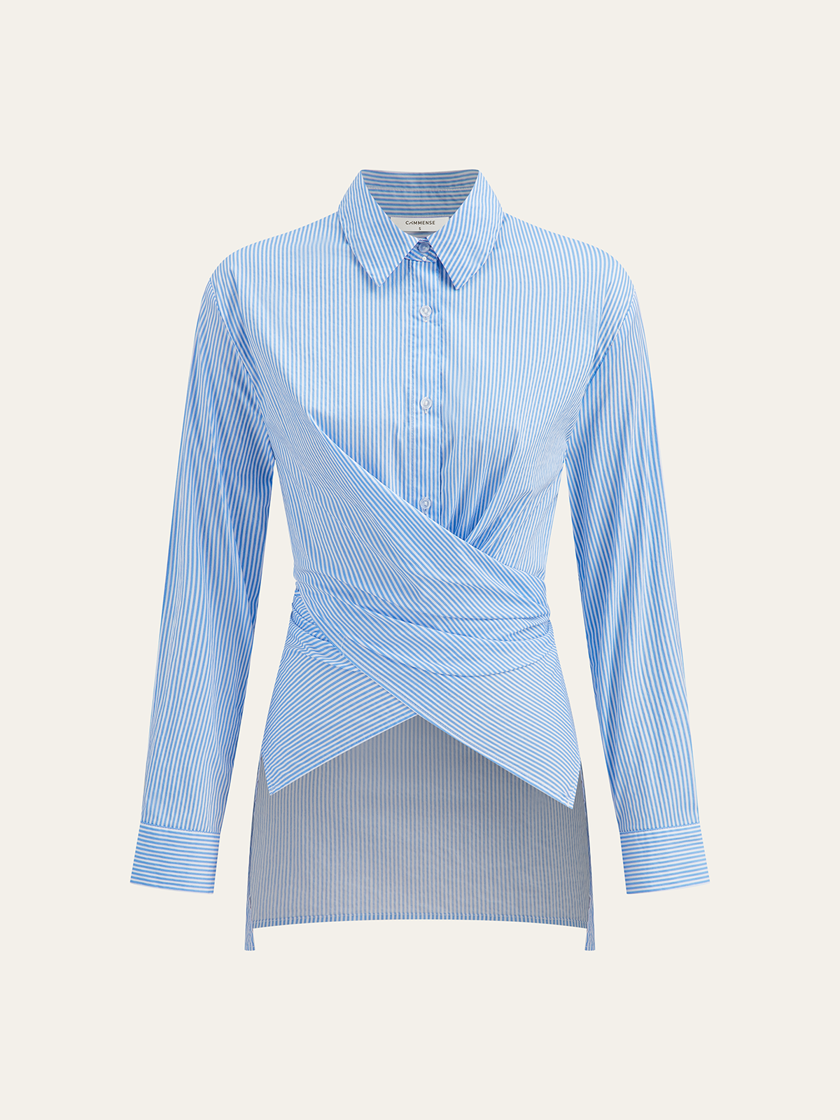 Çizgili Sarma Asimetrik Etek Gömlek