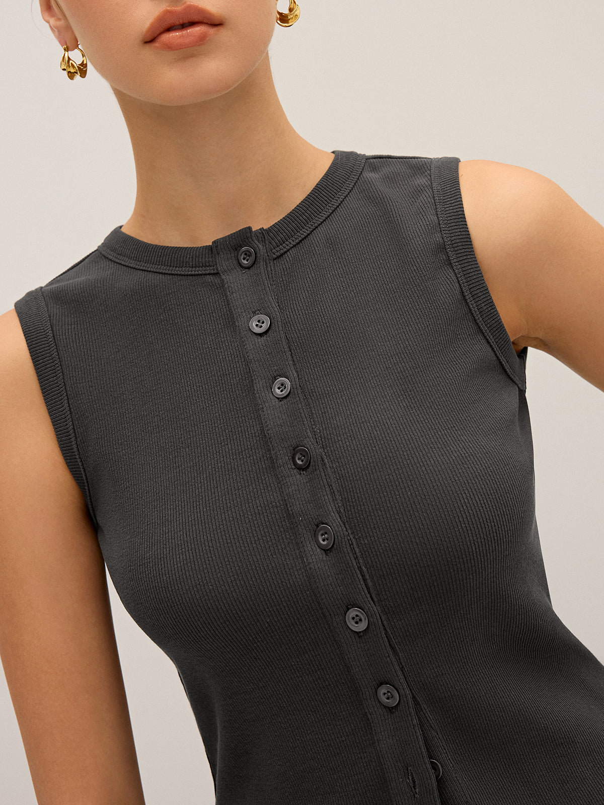 Pamuk Karışımlı Ribana Düğmeli Atlet