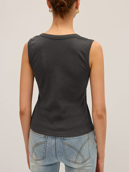 Pamuk Karışımlı Ribana Düğmeli Atlet