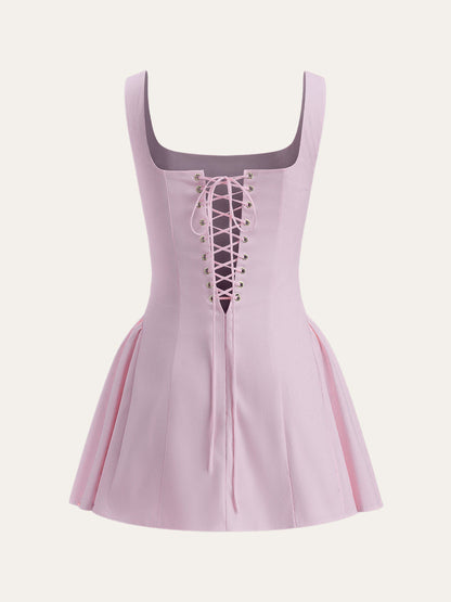 Puantiyeli Bağcıklı Sırt Elbisesi