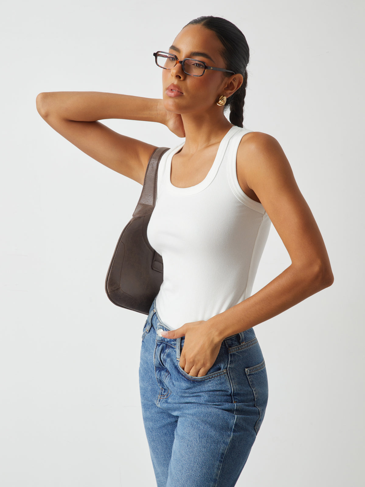 Kaburga Örgü Yuvarlak Yaka Atlet