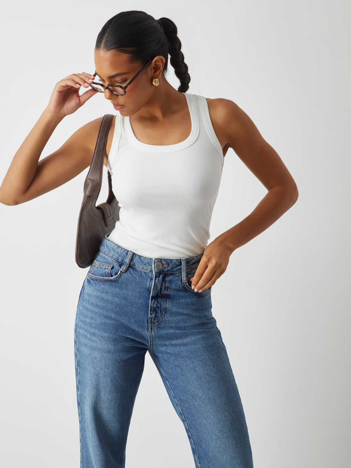 Kaburga Örgü Yuvarlak Yaka Atlet