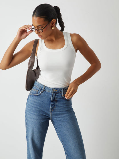 Kaburga Örgü Yuvarlak Yaka Atlet