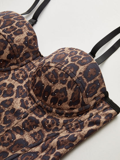 Leopar Desenli Korse Üst