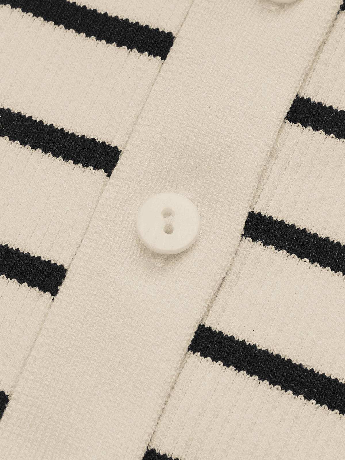 Çizgili Kısa Kollu Polo Yaka Örgü Hırka