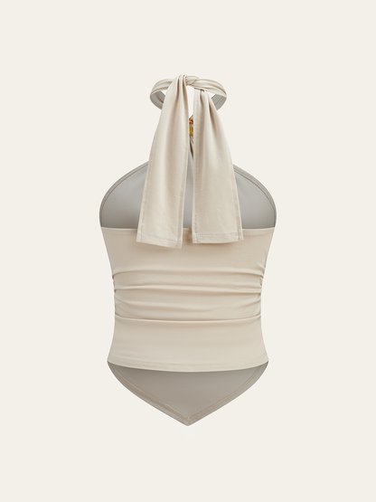 Boncuk Detaylı Askılı Büzgülü Üst