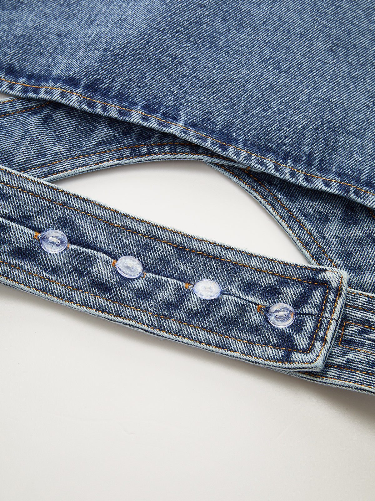 Asimetrik Sarılı Kot Yaka Kısa Yelek