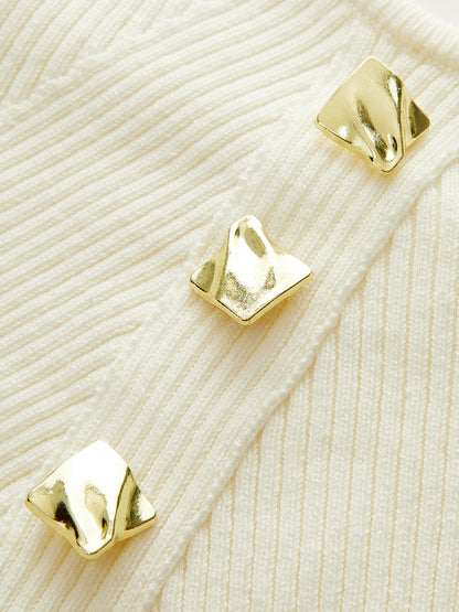 Kaburga Örgü Metal Düğmeli Atlet