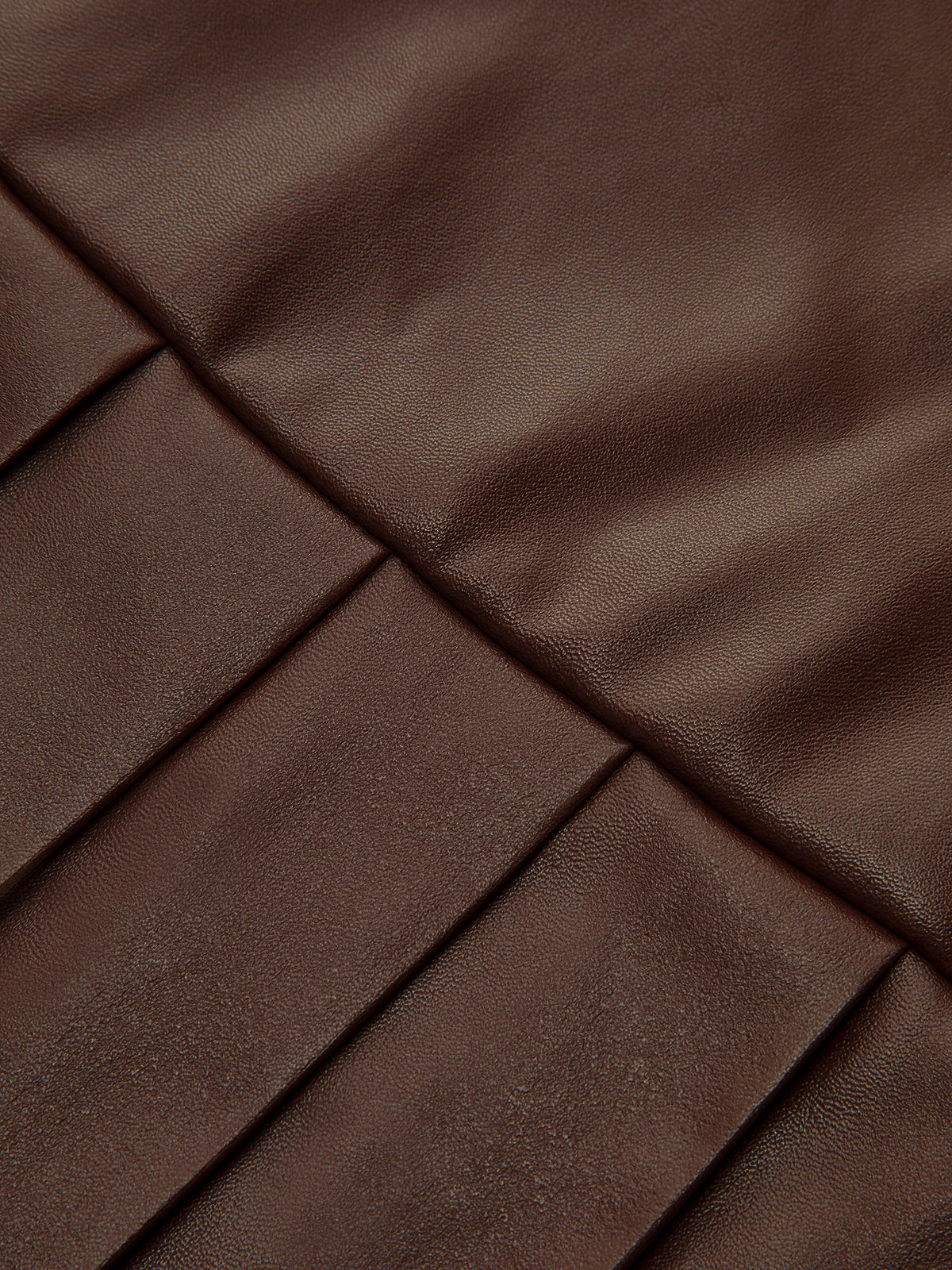 Suni Deri Yüksek Bel Pileli Mini Etek