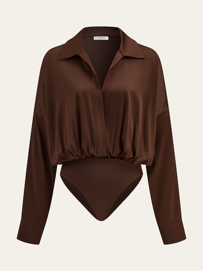 Saten Yaka Uzun Kollu Bodysuit