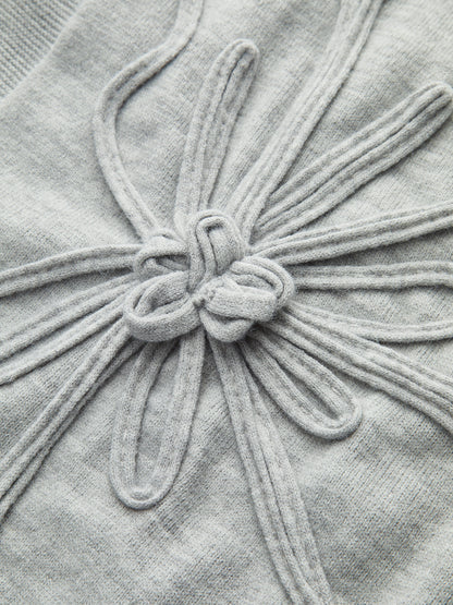 Çiçek Aplikeli Kısa Kollu Örgü Üst