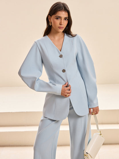 Kabarık Kollu V Yaka Blazer