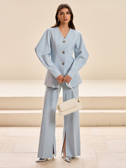 Kabarık Kollu V Yaka Blazer